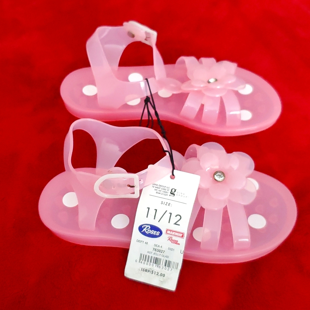 🛑NWT Pink Jelly Glad Girls Sandals Size 11/12